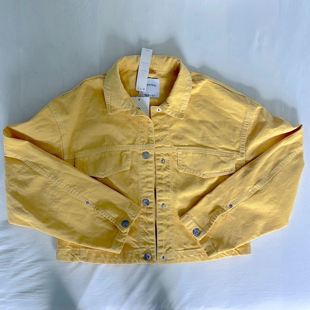 Yellow Bershka cropped Jean jacket!